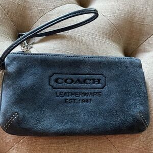 Vintage coach blue suede wristlet